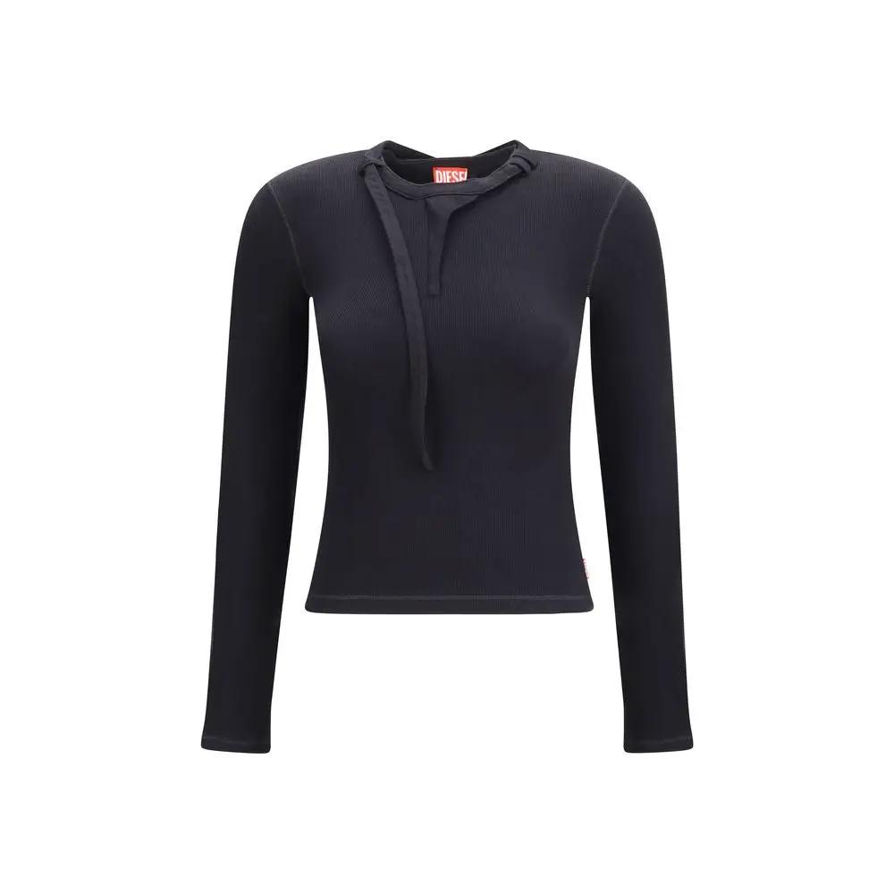 Diesel Black Cotton Long Sleeve T-Shirt by Diesel