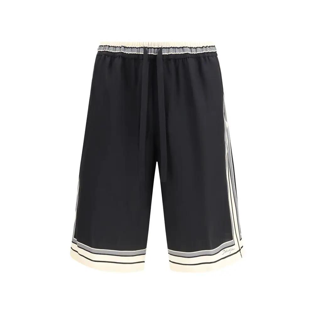 Dolce & Gabbana Black Silk Bermuda Shorts by Dolce & Gabbana