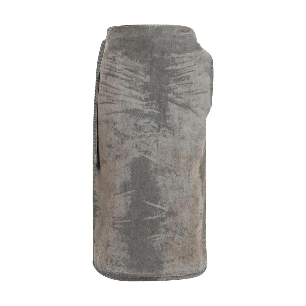 Diesel Gray Lyocell Midi Skirt by Diesel