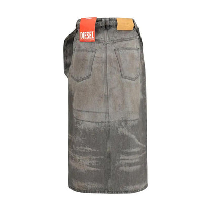 Diesel Gray Lyocell Midi Skirt by Diesel