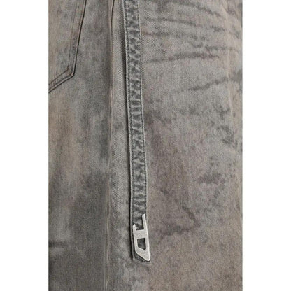 Diesel Gray Lyocell Midi Skirt by Diesel