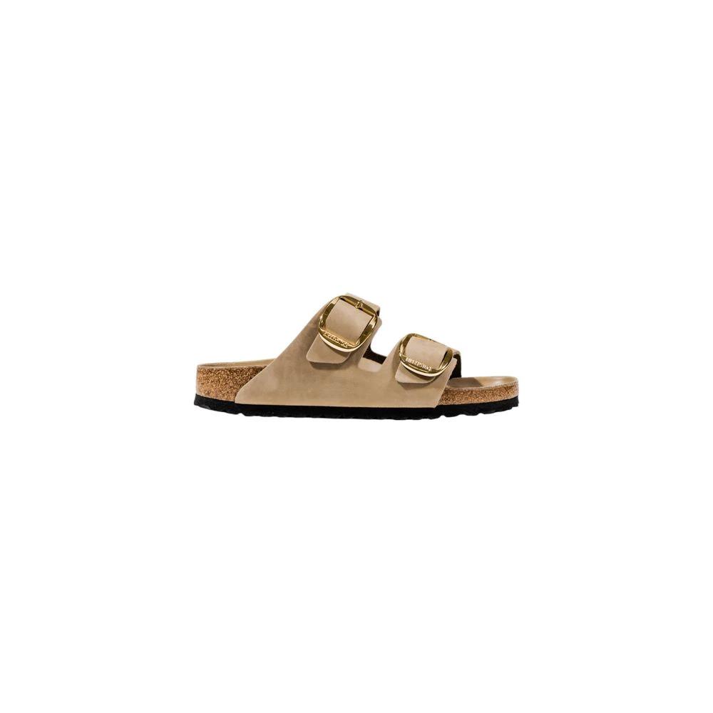 Birkenstock Beige Leather Flat Sandals by Birkenstock