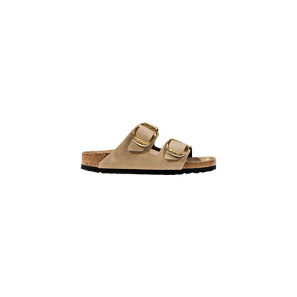 Birkenstock Beige Leather Flat Sandals by Birkenstock
