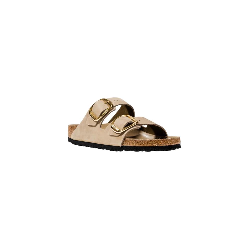 Birkenstock Beige Leather Flat Sandals by Birkenstock