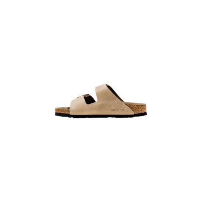 Birkenstock Beige Leather Flat Sandals by Birkenstock