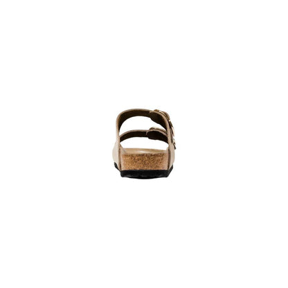 Birkenstock Beige Leather Flat Sandals by Birkenstock