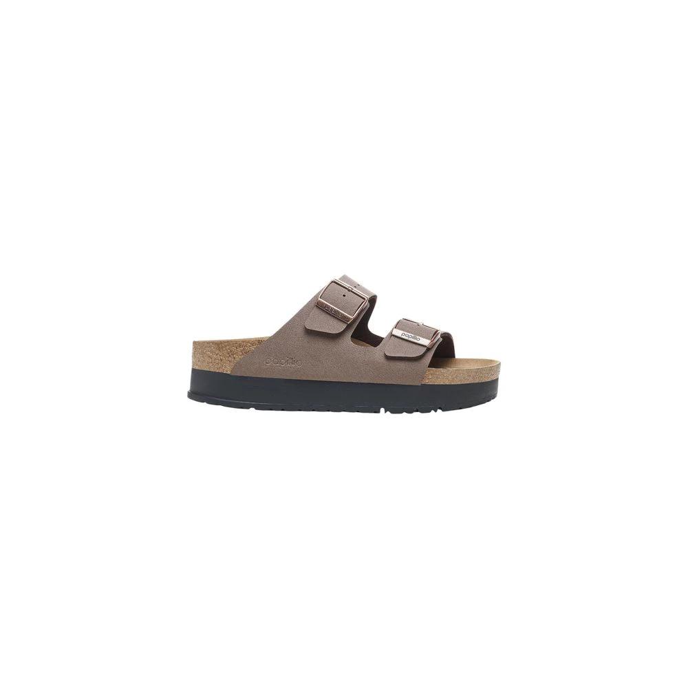 Birkenstock Brown Synthetic Platform Sandals by Birkenstock
