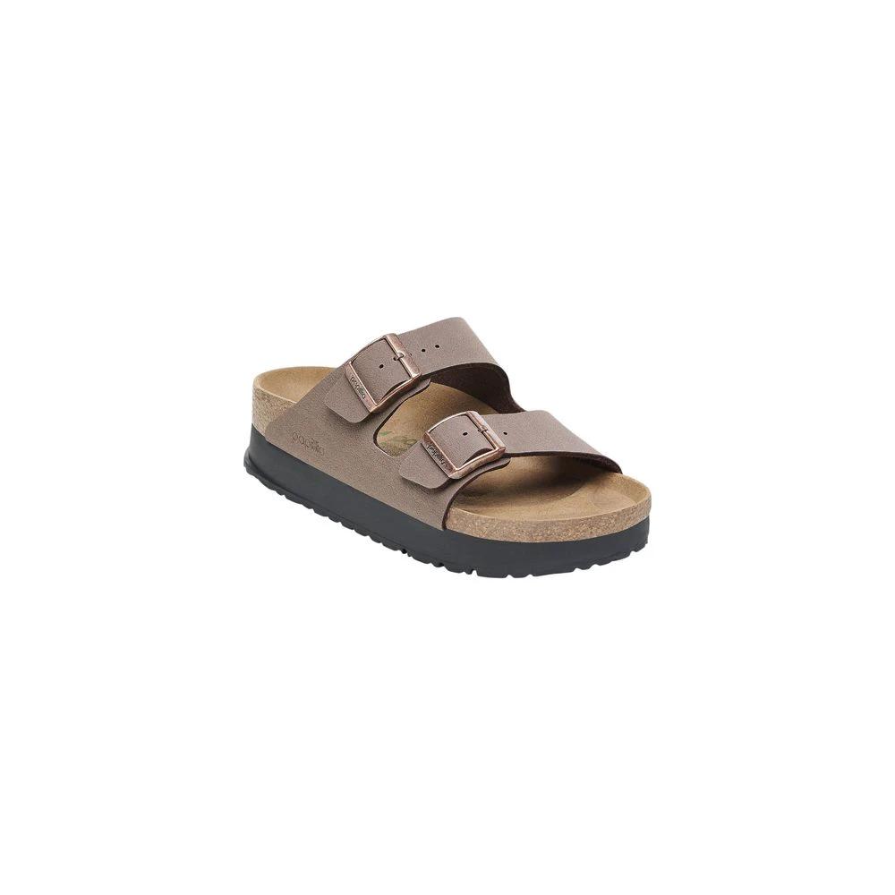 Birkenstock Brown Synthetic Platform Sandals by Birkenstock