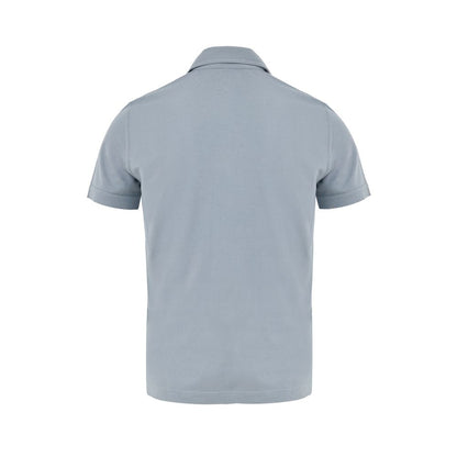 Tom Ford Polo Bleu Piqué Coton et Soie Avec Col Classique