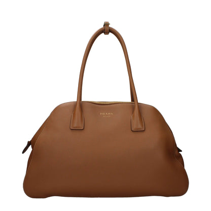 Prada Brown Leather Shoulder Bag by Prada