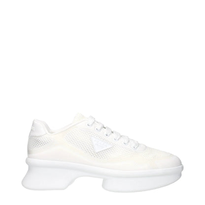 Prada White Fabric Athletic Sneakers by Prada