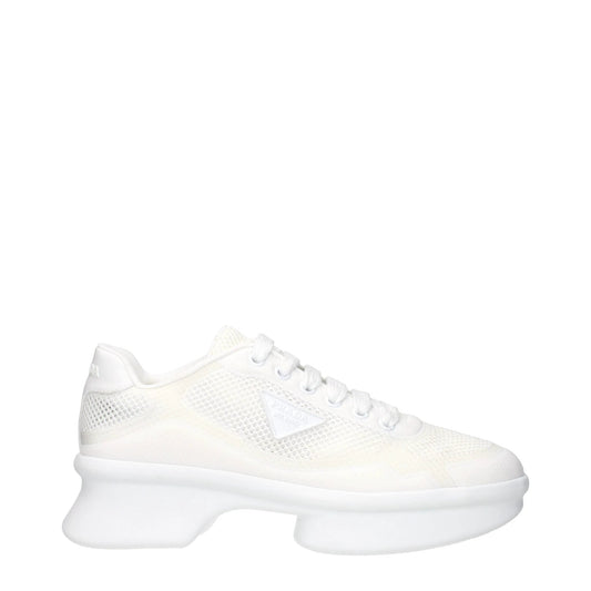 Prada White Fabric Athletic Sneakers by Prada