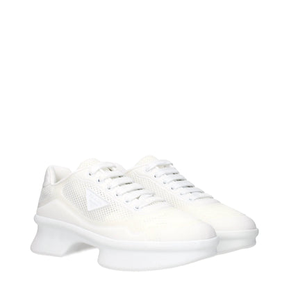 Prada White Fabric Athletic Sneakers by Prada