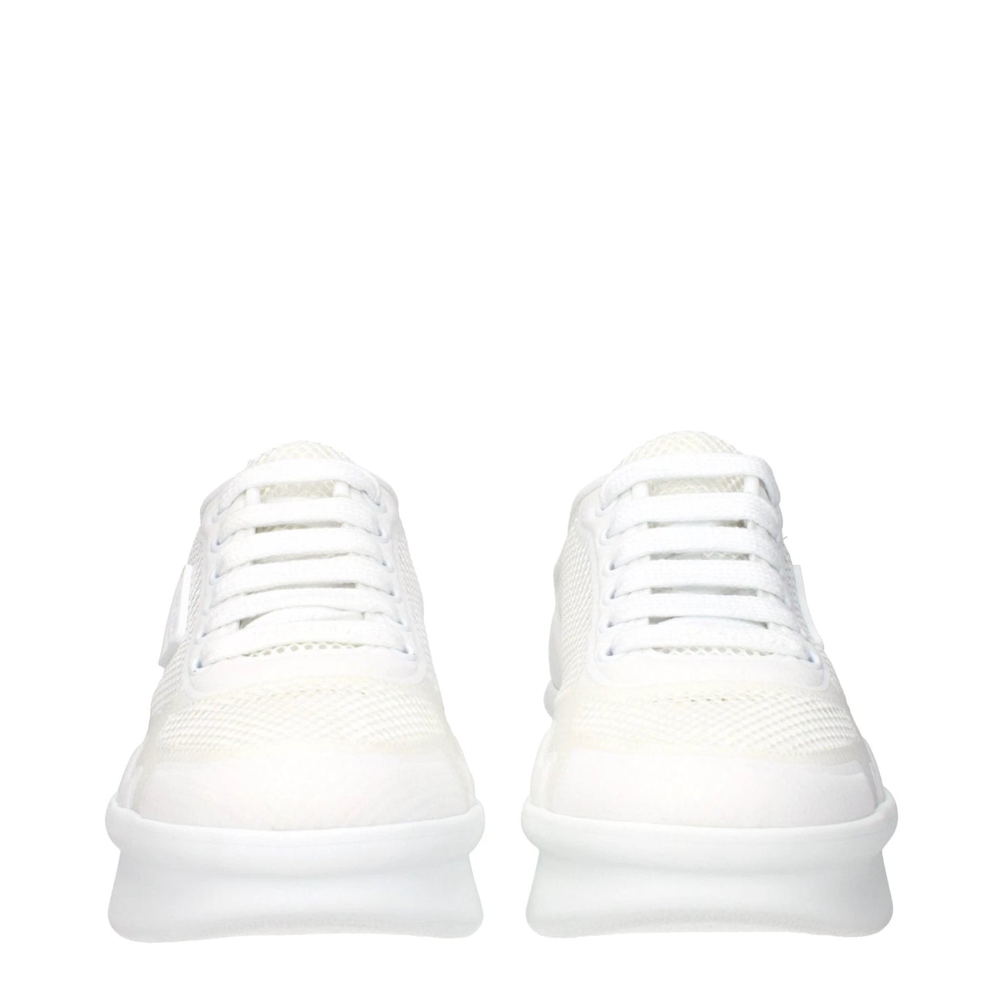 Prada White Fabric Athletic Sneakers by Prada