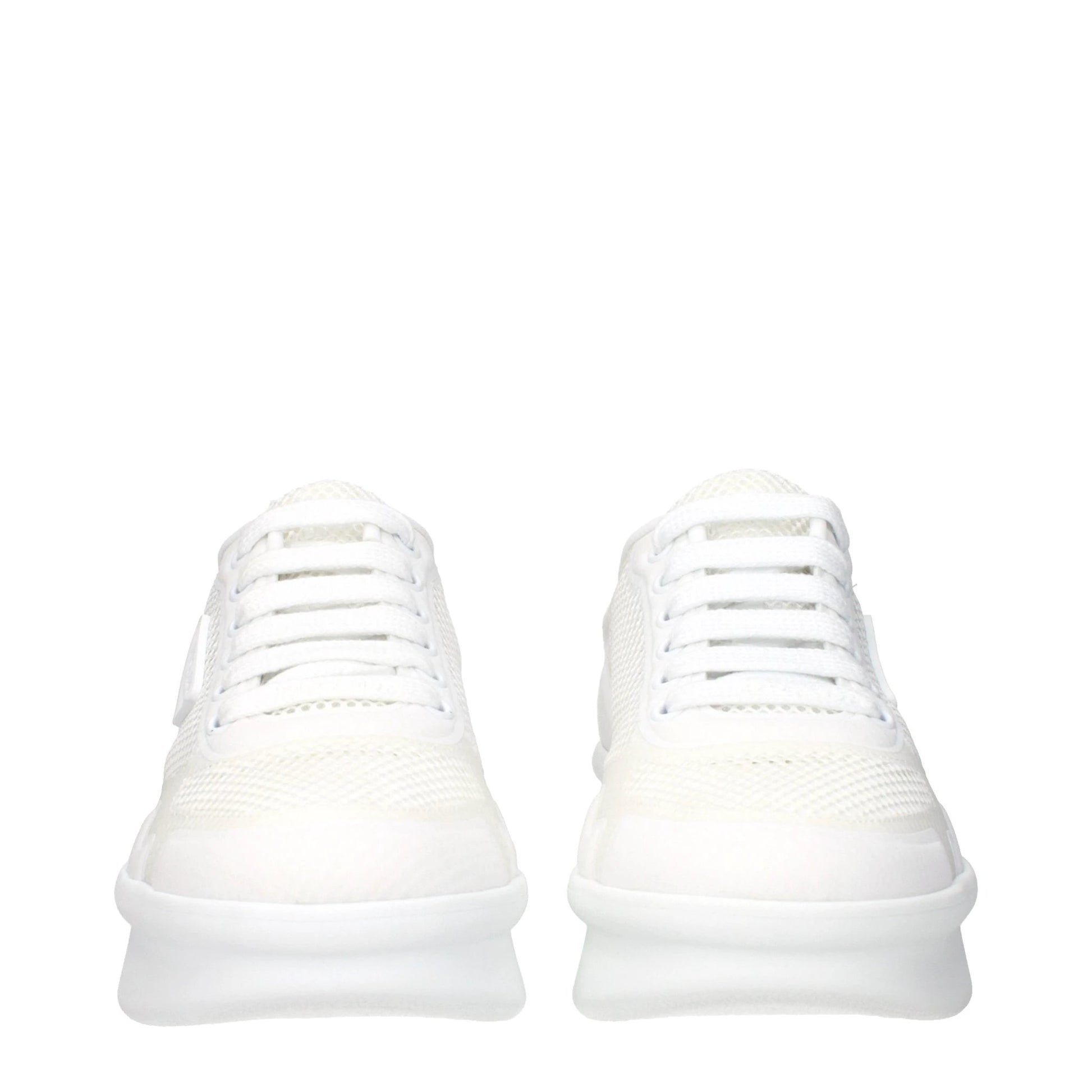 Prada White Fabric Athletic Sneakers by Prada