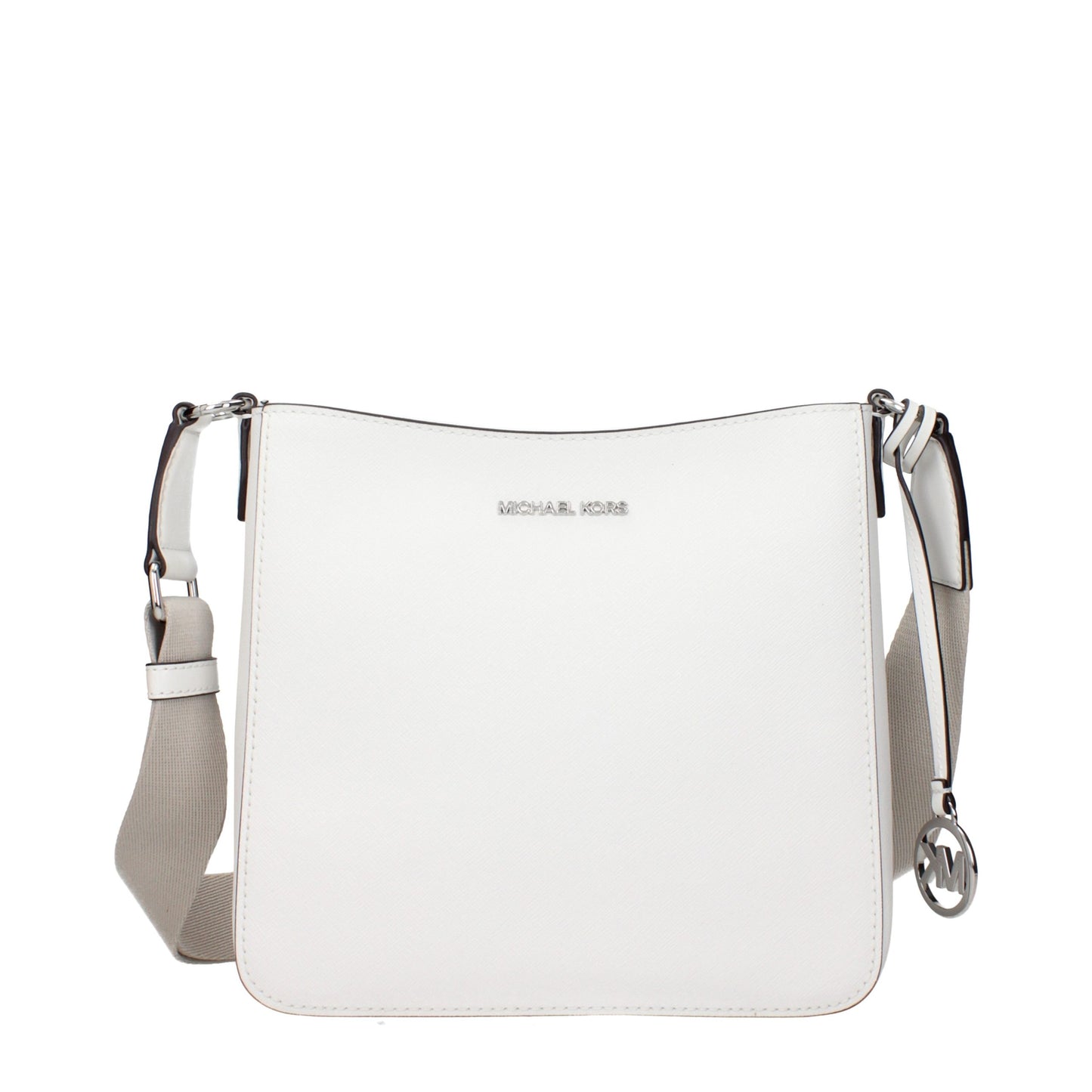 Sac Bandoulière En Cuir Blanc Michael Kors Logo Devant