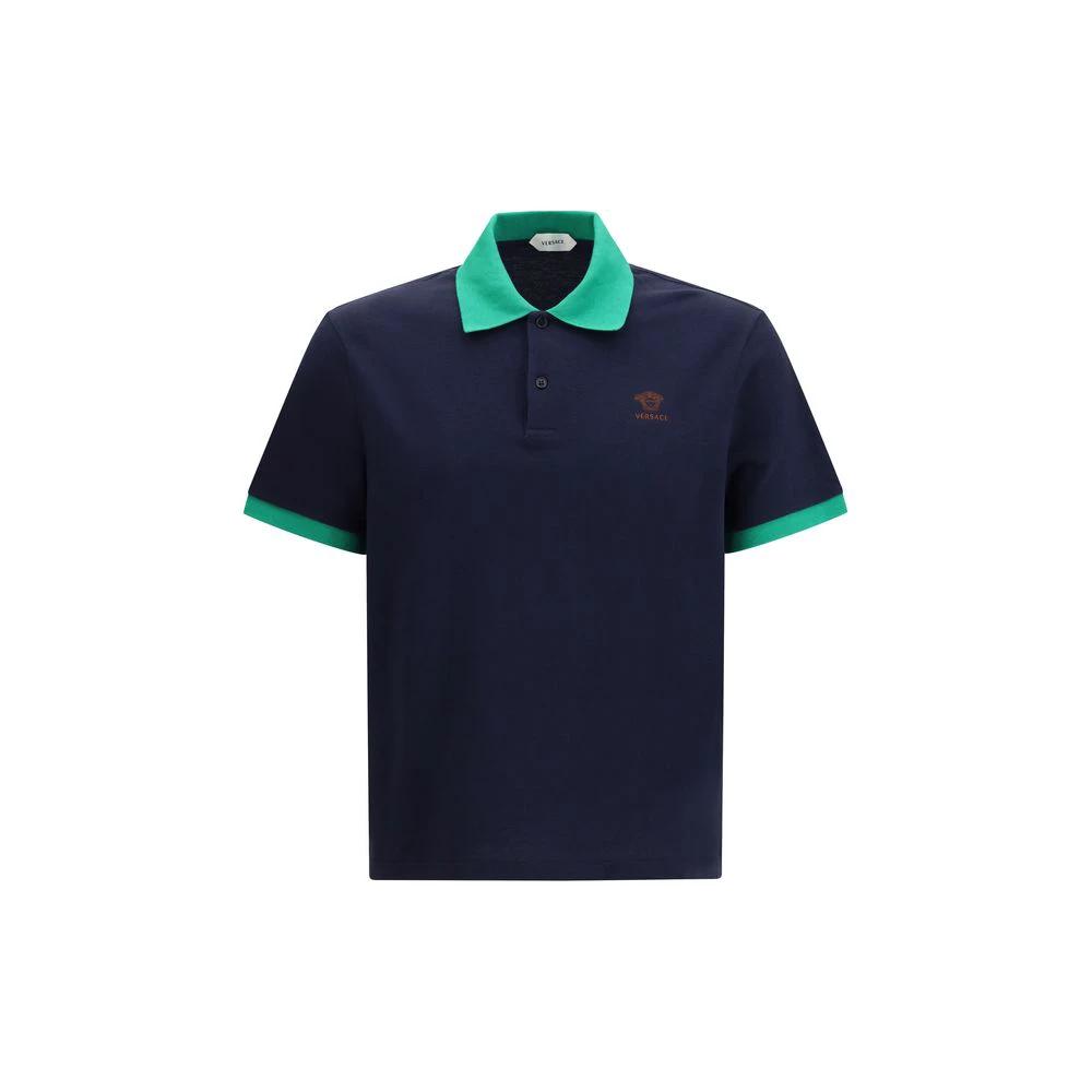 Versace Blue Cotton Polo Shirt by Versace