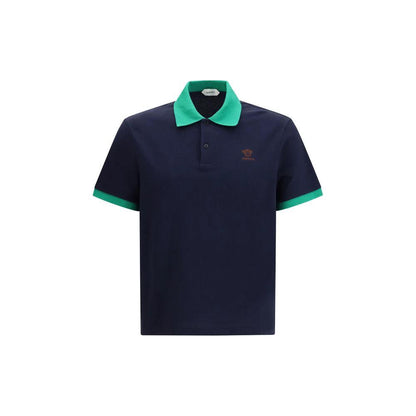Versace Blue Cotton Polo Shirt by Versace