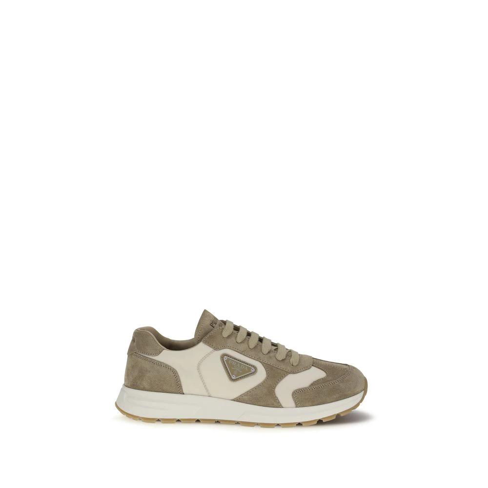 Prada Beige Calf Leather Bos Taurus Athletic Sneakers by Prada