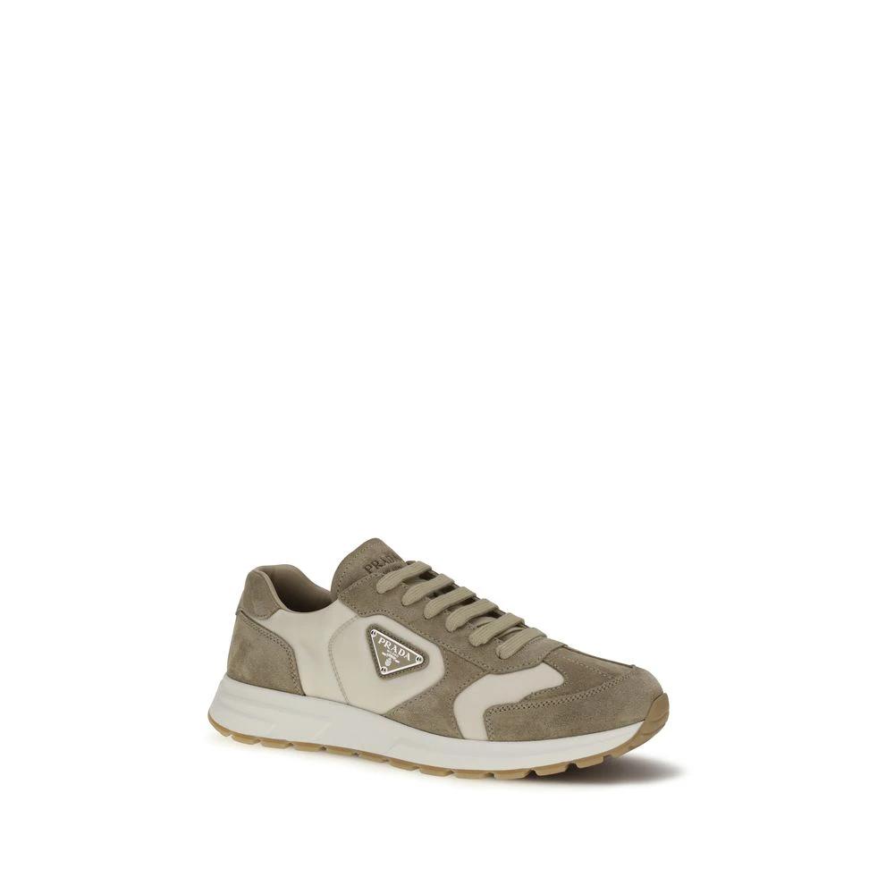 Prada Beige Calf Leather Bos Taurus Athletic Sneakers by Prada