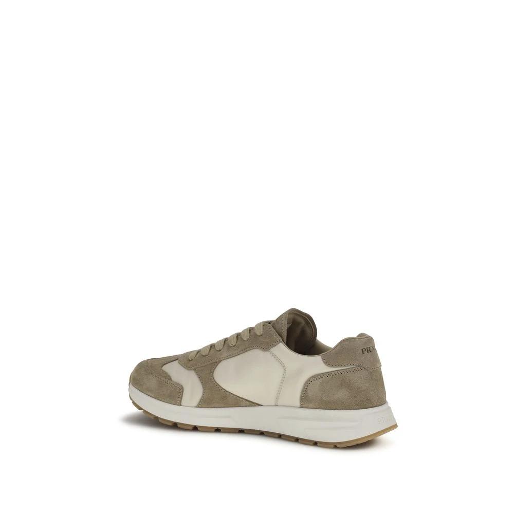 Prada Beige Calf Leather Bos Taurus Athletic Sneakers by Prada