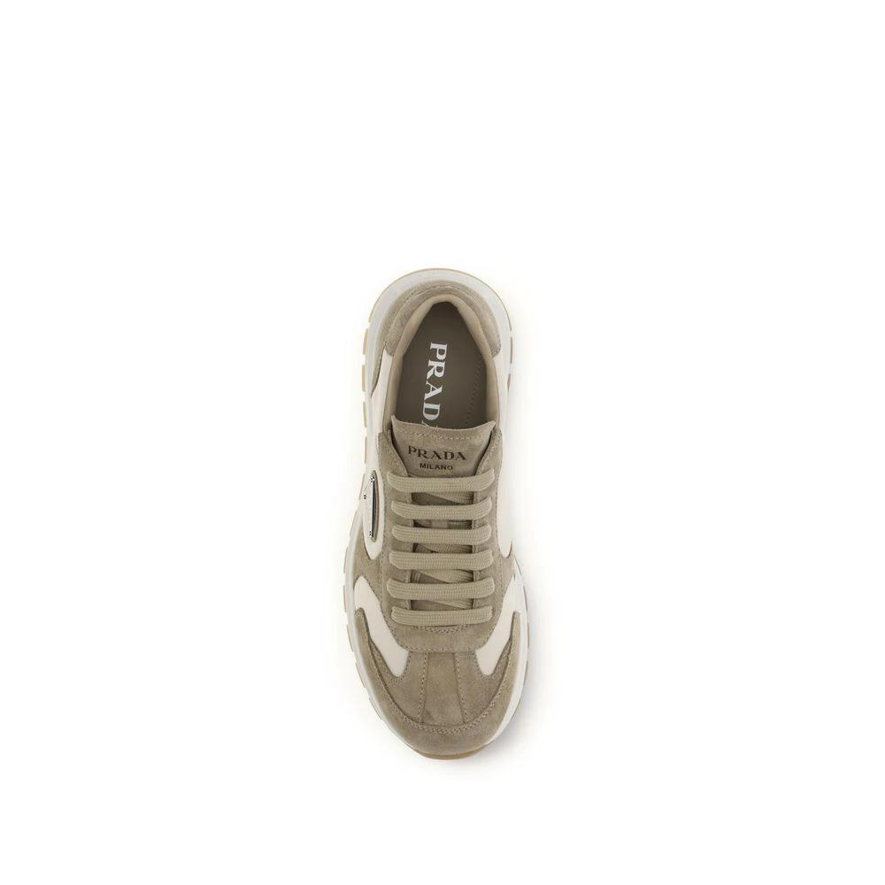 Prada Beige Calf Leather Bos Taurus Athletic Sneakers by Prada