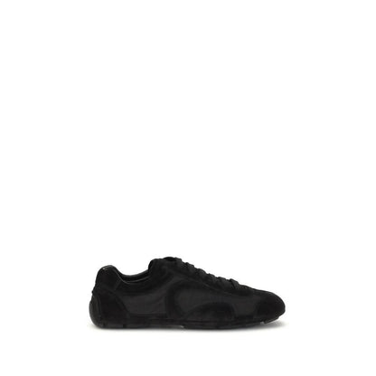 Prada Black Calf Leather Bos Taurus Athletic Sneakers by Prada