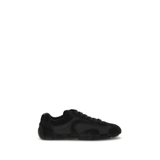 Prada Black Calf Leather Bos Taurus Athletic Sneakers by Prada
