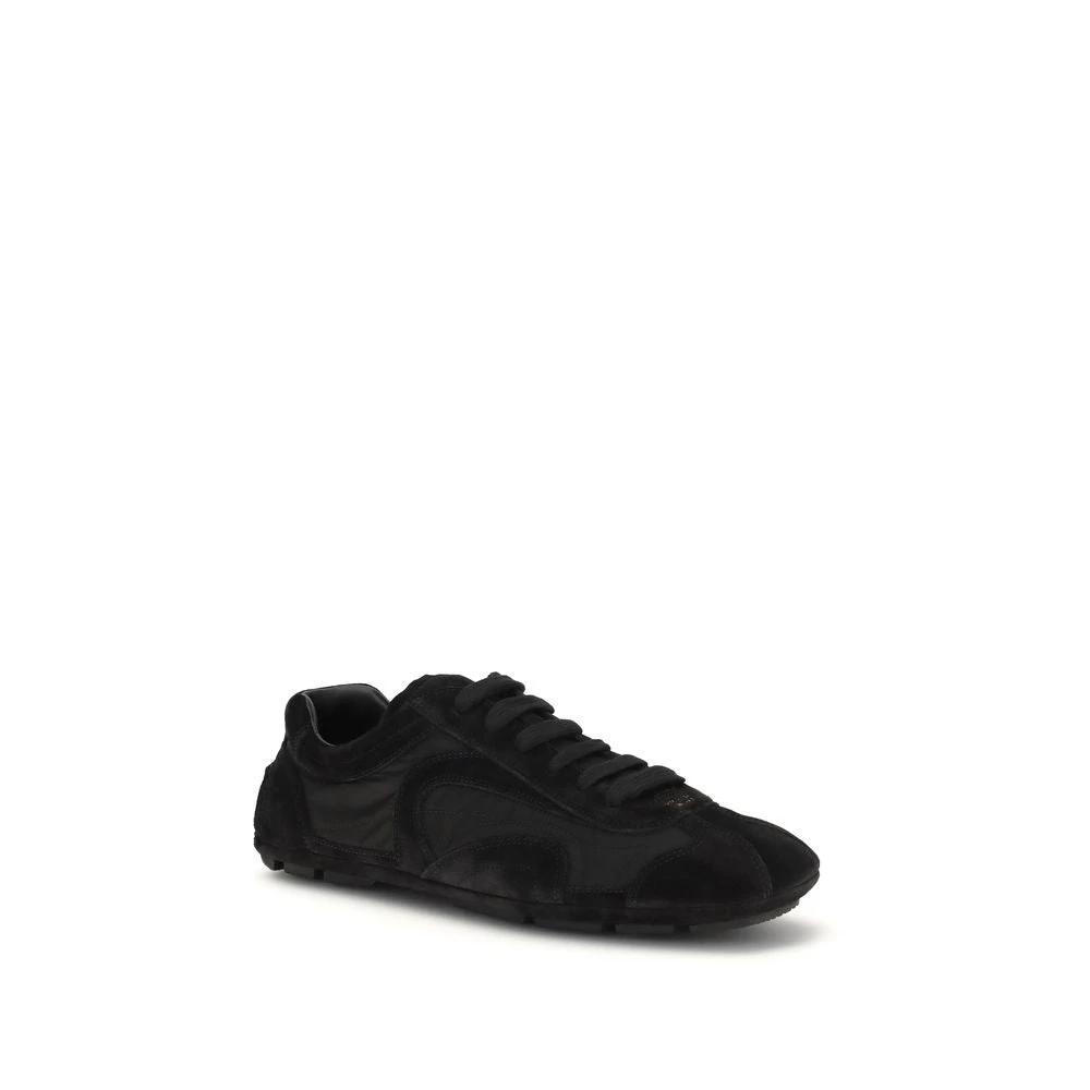 Prada Black Calf Leather Bos Taurus Athletic Sneakers by Prada