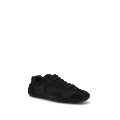 Prada Black Calf Leather Bos Taurus Athletic Sneakers by Prada