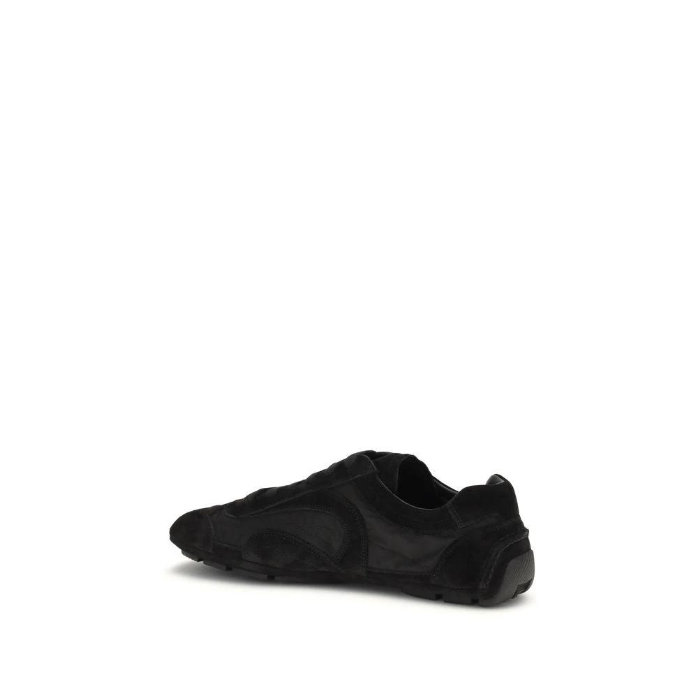 Prada Black Calf Leather Bos Taurus Athletic Sneakers by Prada