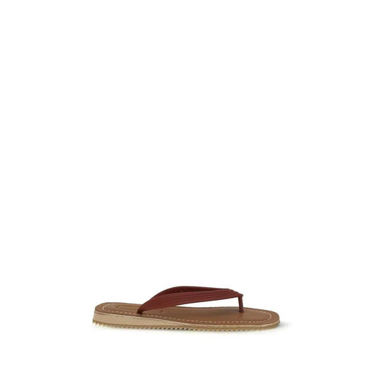 Miu Miu Beige Calf Leather Bos Taurus Flip-Flop Sandals by Miu Miu