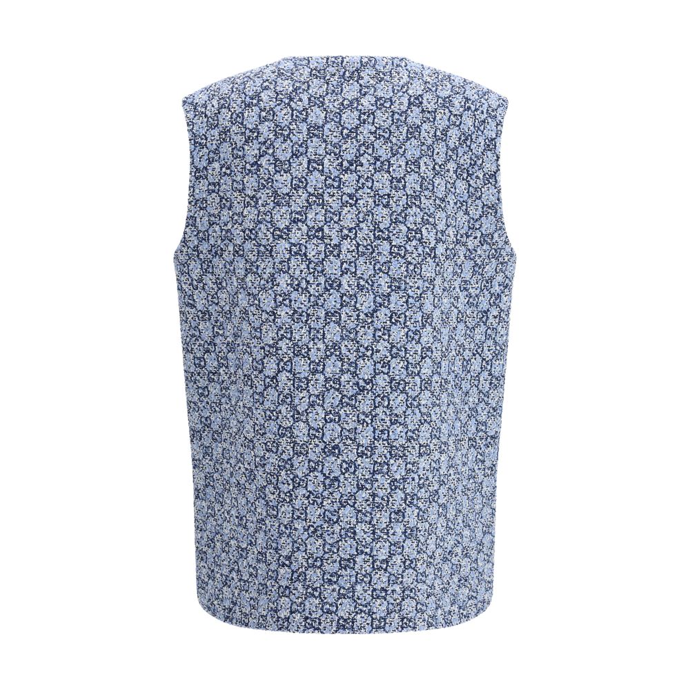 Gucci – Gilet Sans Manches en Tweed GG Multicolore | Boutons Logo | Col Rond | SS26