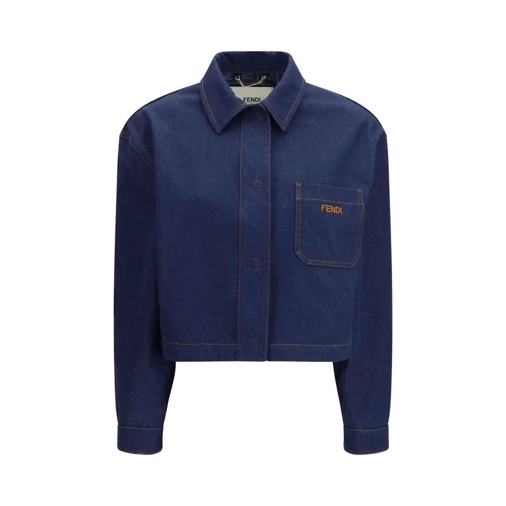 Fendi Blue Cotton Denim Jacket by Fendi