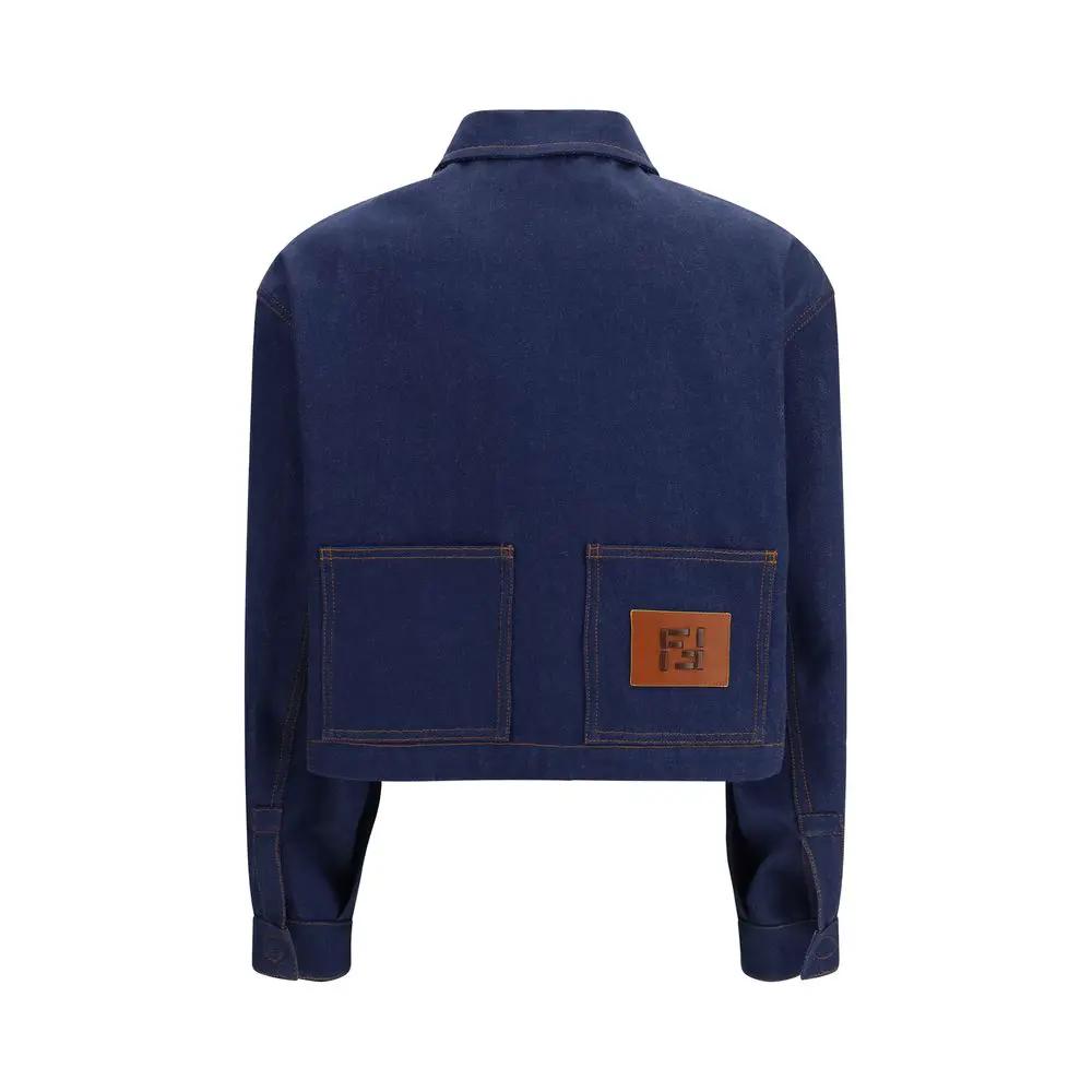 Fendi Blue Cotton Denim Jacket by Fendi