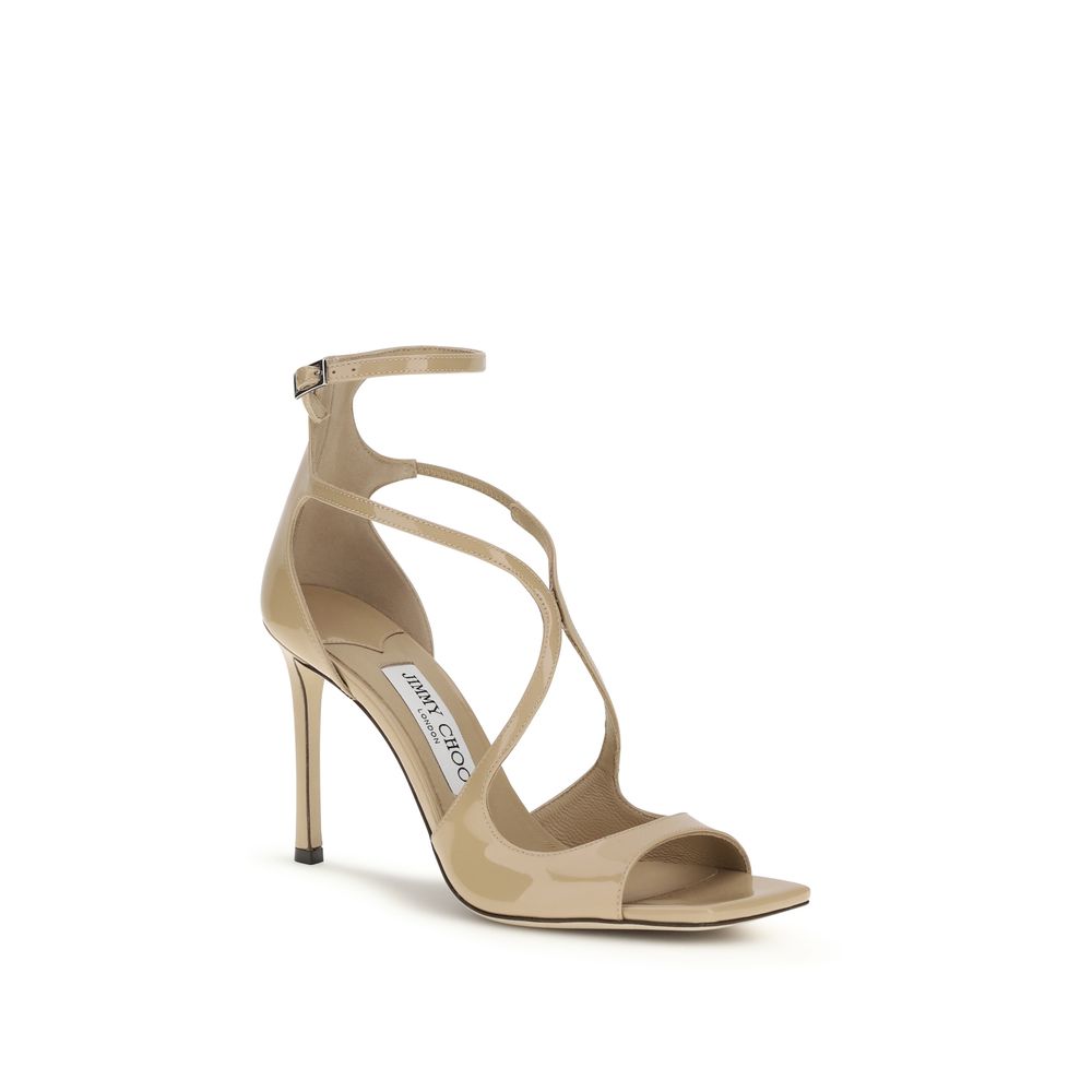Jimmy Choo – Sandales Azia en Cuir Verni Multicolore | Bout Carré | Semelle Cuir | SS26
