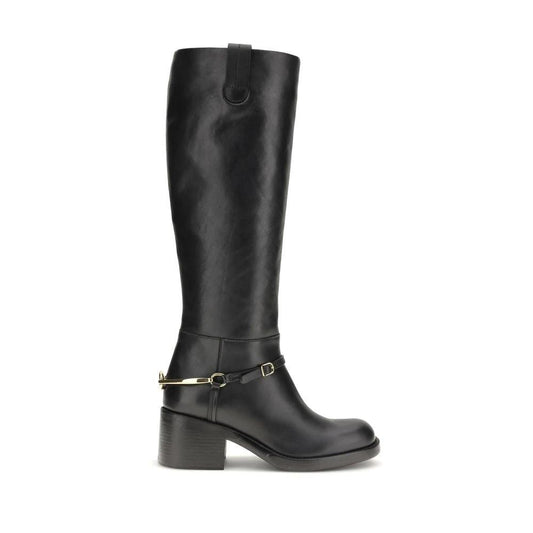 Chloé Black Calf Leather Bos Taurus Lace-Up Boots by Chloé