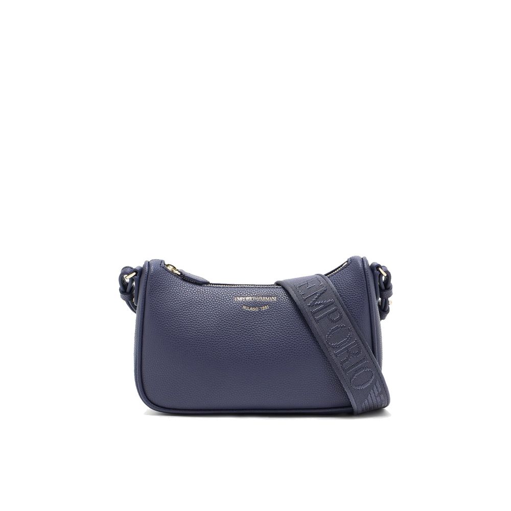 Emporio Armani Sac Bandoulière Bleu Polyuréthane Logo Doré Fermeture Éclair