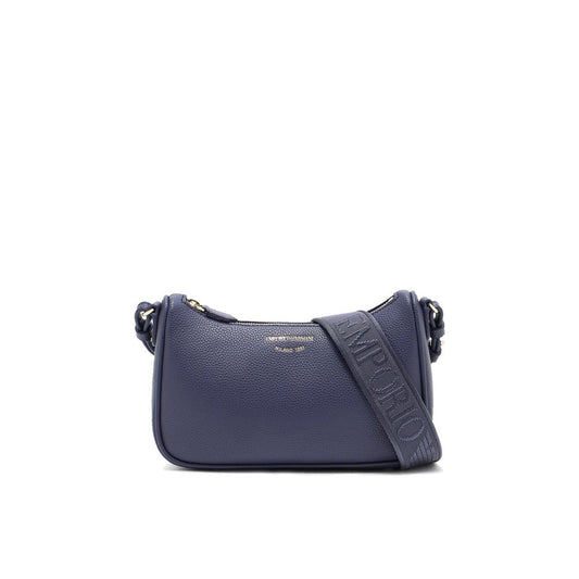 Emporio Armani Sac Bandoulière Bleu Polyuréthane Logo Doré Fermeture Éclair