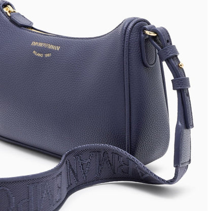 Emporio Armani Sac Bandoulière Bleu Polyuréthane Logo Doré Fermeture Éclair