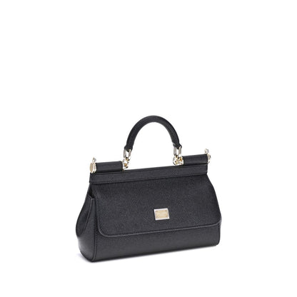 Dolce & Gabbana Black Calf Leather Bos Taurus Shoulder Bag