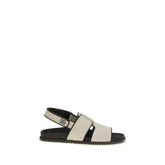 Dolce & Gabbana Beige Cotton Flat Sandals by Dolce & Gabbana