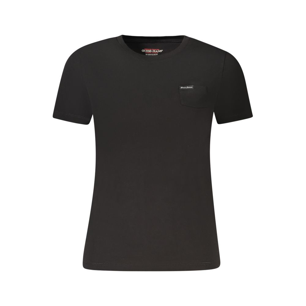 T Shirt Femme En Coton Noir Guess Jeans Manches Courtes