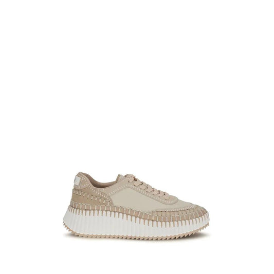 Chloé Beige Calf Leather Bos Taurus Platform Sneakers by Chloé