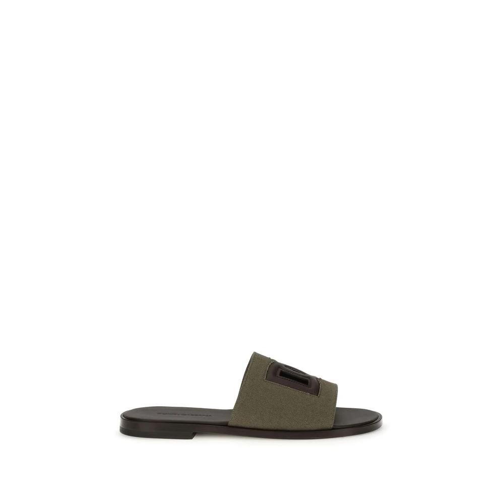 Dolce & Gabbana Bicolor Cotton Flat Sandals by Dolce & Gabbana
