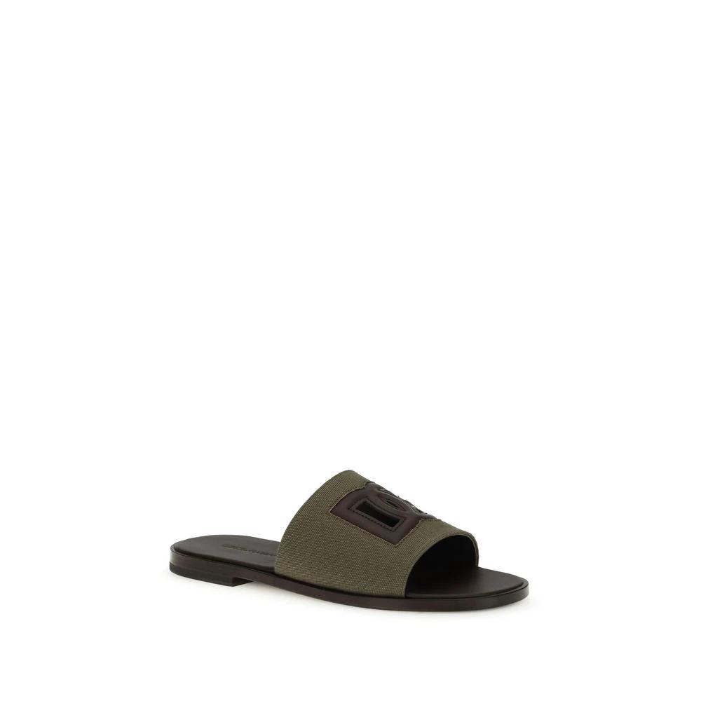 Dolce & Gabbana Bicolor Cotton Flat Sandals by Dolce & Gabbana