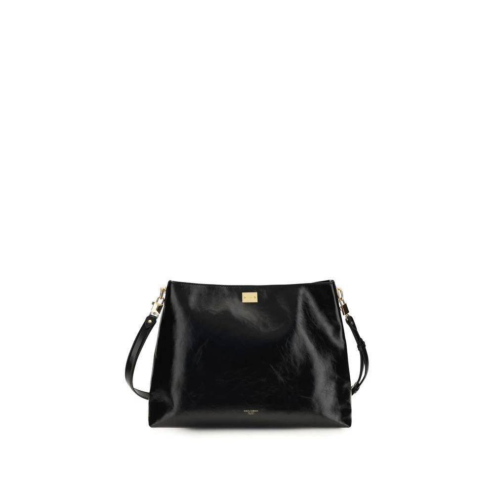 Dolce & Gabbana Black Calf Leather Bos Taurus Shoulder Bag by Dolce & Gabbana