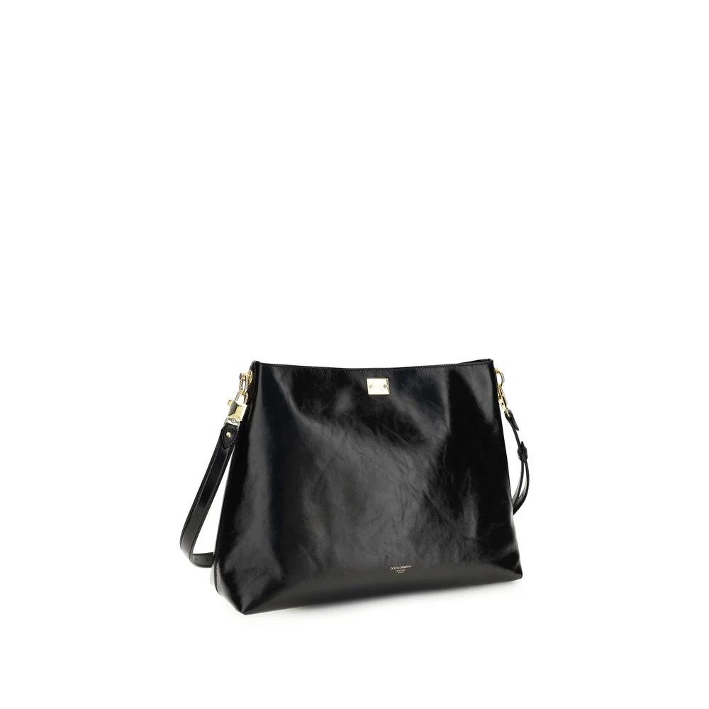 Dolce & Gabbana Black Calf Leather Bos Taurus Shoulder Bag by Dolce & Gabbana