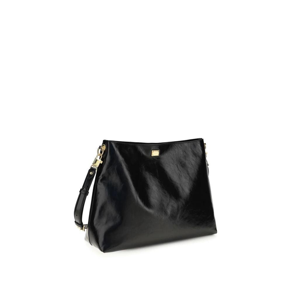 Dolce & Gabbana Black Calf Leather Bos Taurus Shoulder Bag by Dolce & Gabbana
