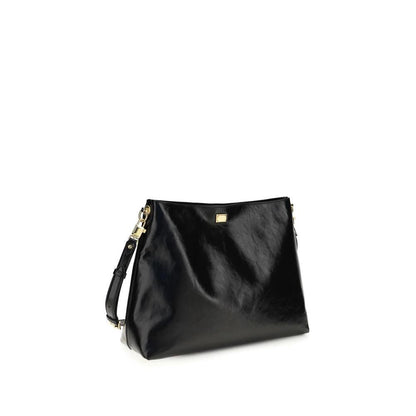 Dolce & Gabbana Black Calf Leather Bos Taurus Shoulder Bag by Dolce & Gabbana